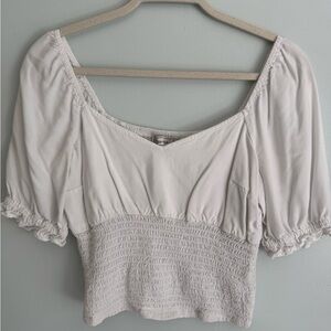 Abercrombie & Fitch Cream Smocked Blouse